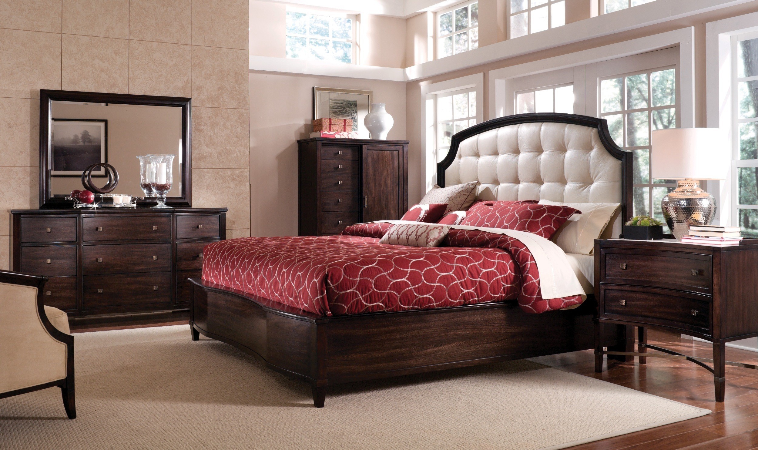 Intrigue leather panel bedroom set from art 161155