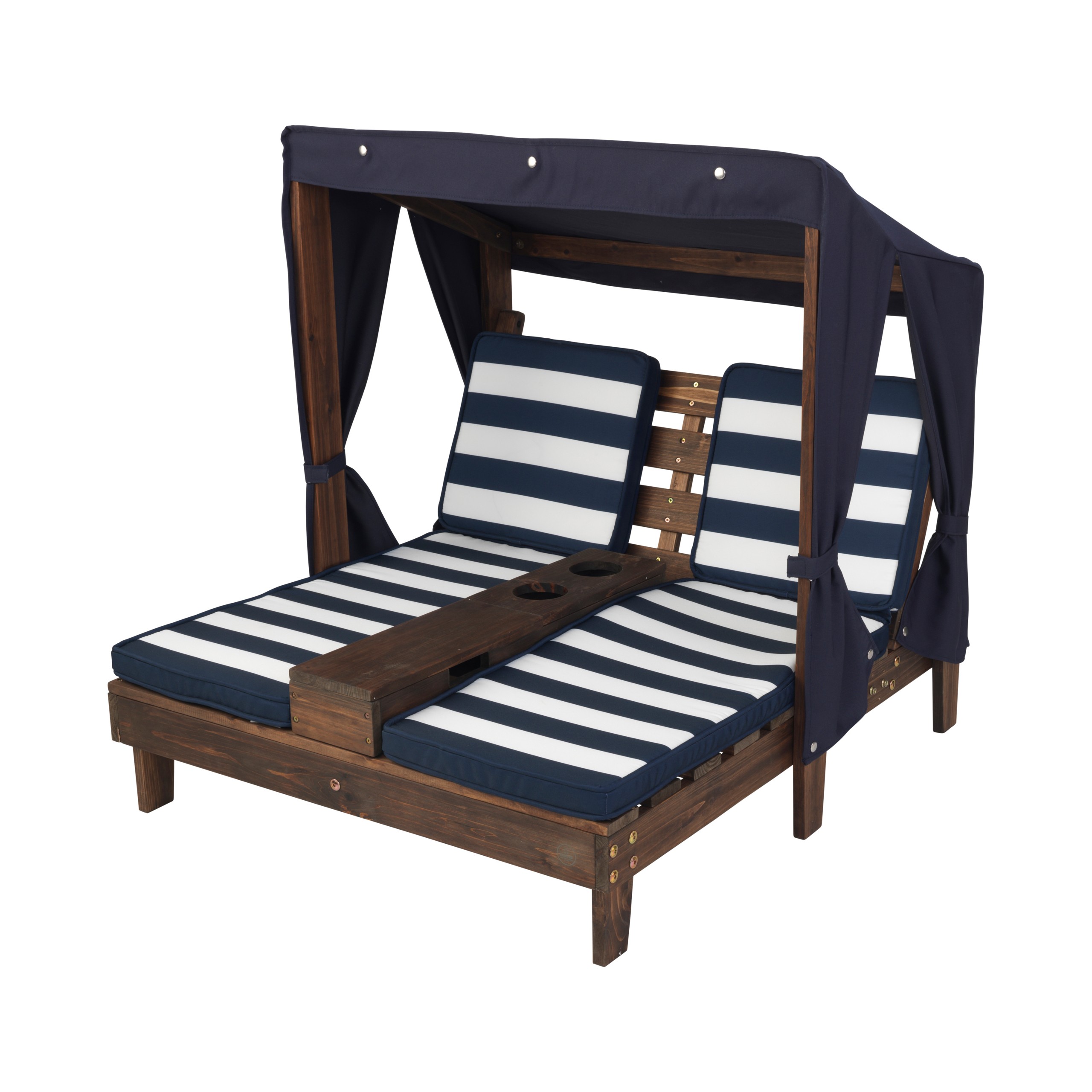 Kids double chaise lounge navy white stripes little