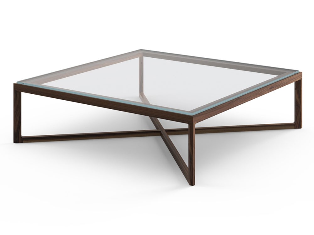 Knoll krusin large coffee table with glass top by marc