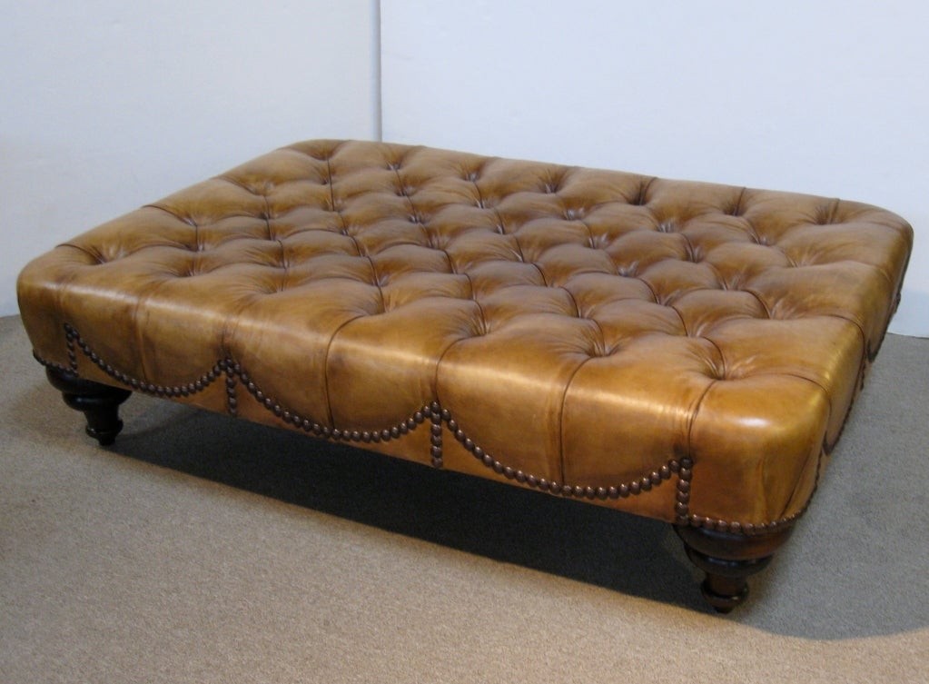 Large leather ottoman by george smith at 1stdibs 1