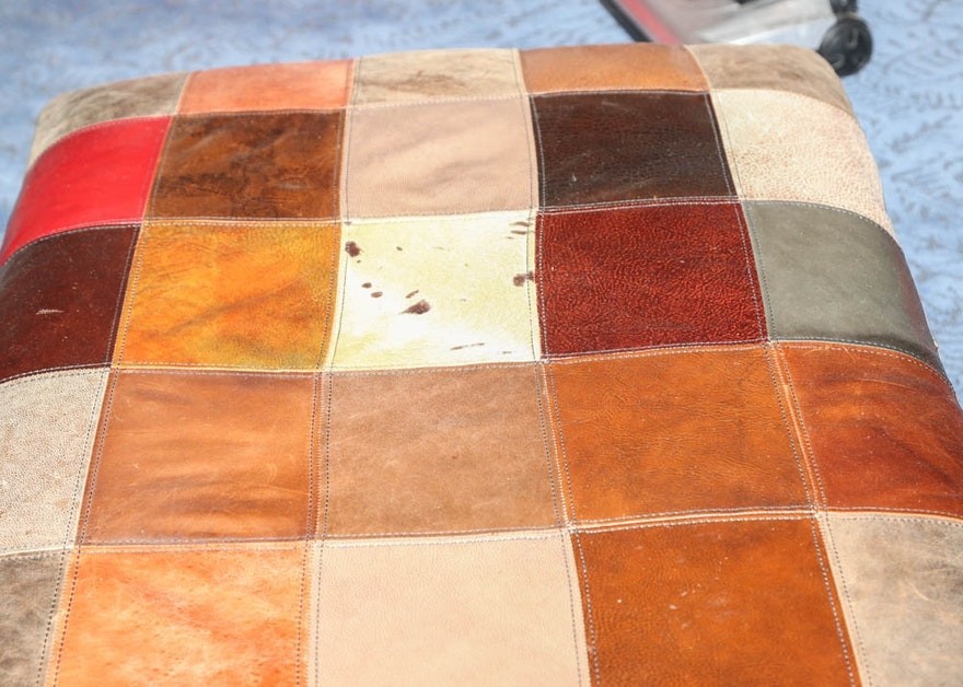Leather patchwork ottoman ebth