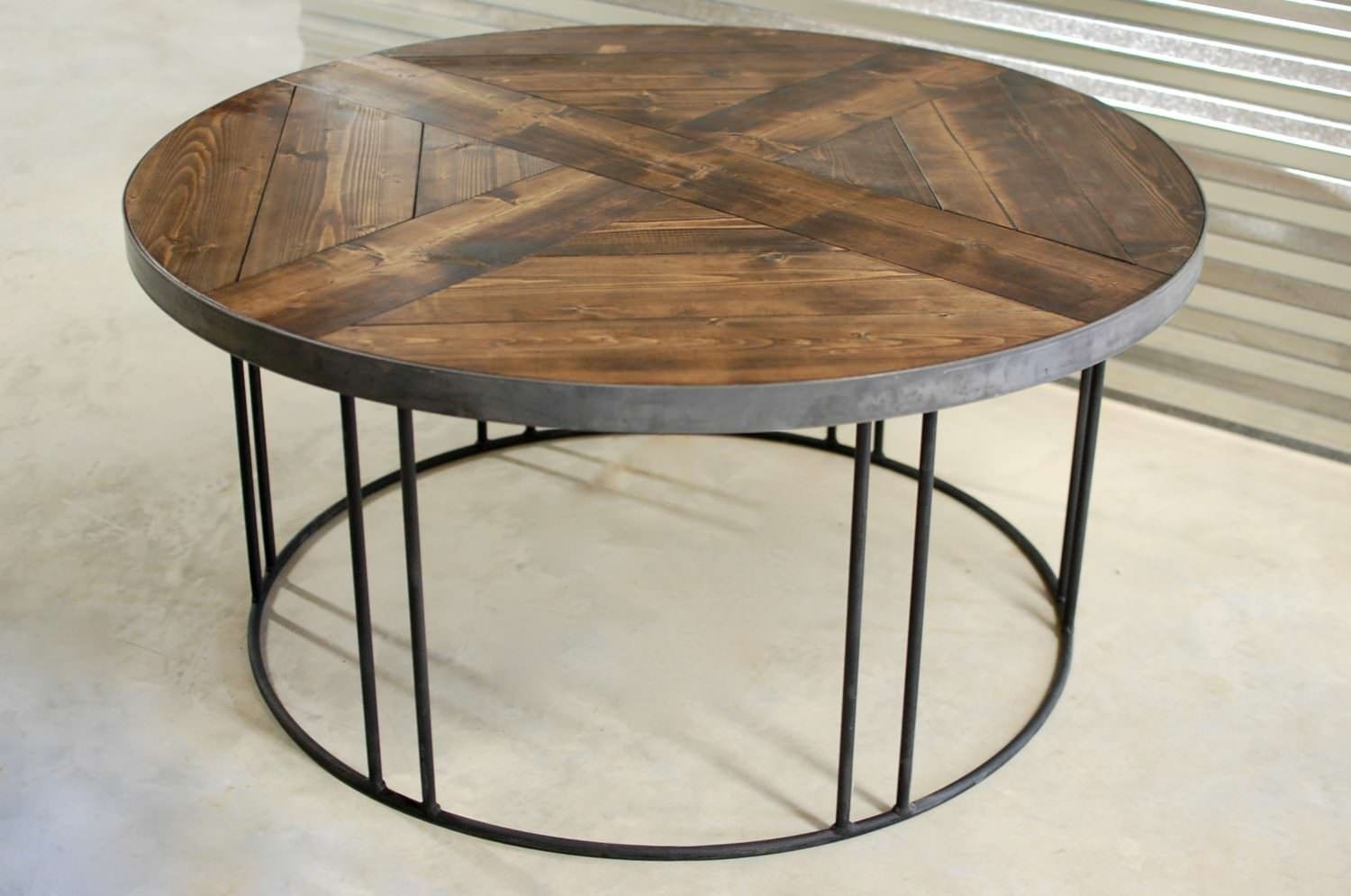 Legend round wood industrial coffee table o southern sunshine 2