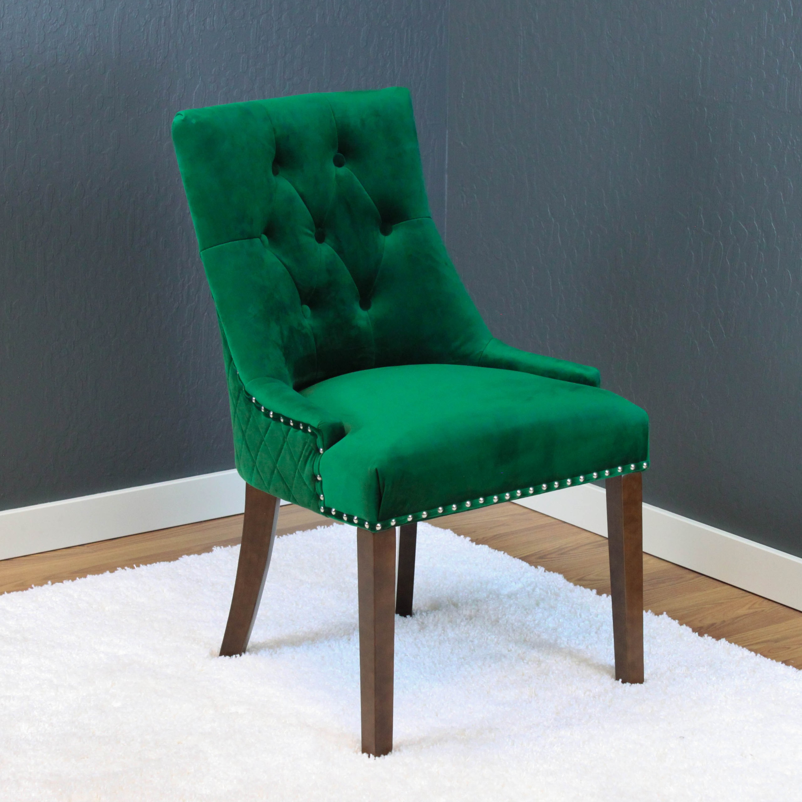 Lemele emerald green velvet dining chairs set of 2