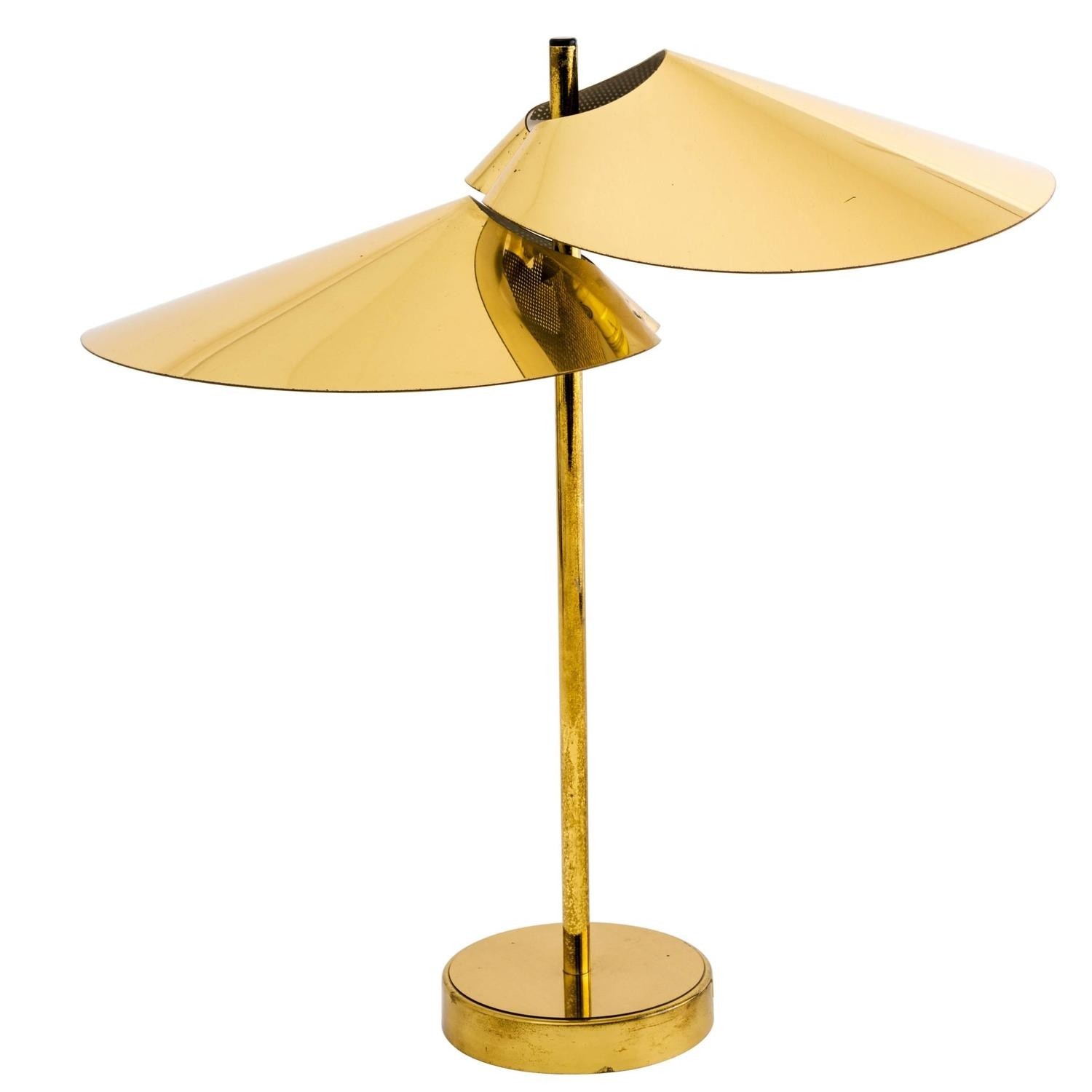 Lily pad table or desk lamp in brass by curtis