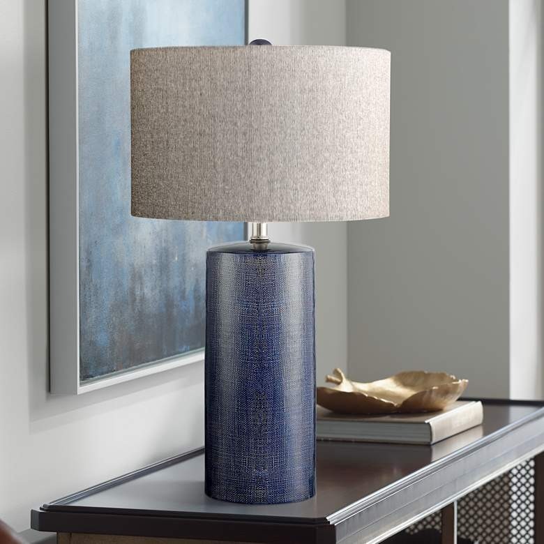 Lite source jacoby navy blue ceramic table lamp 33t79