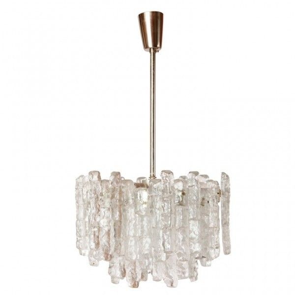 Located using ice cube glass chandelier