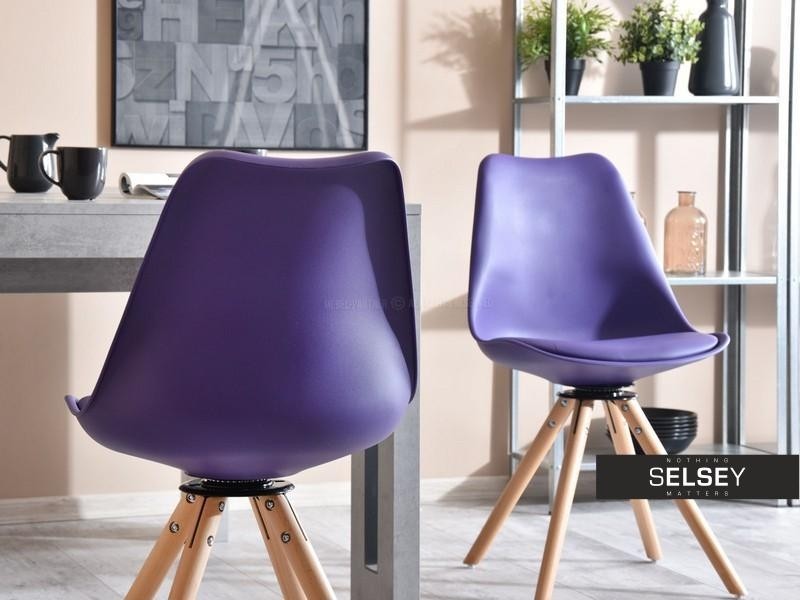 Luis purple swivel chair on beech legs selsey