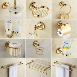 Luxury gold color brass bathroom accessories set bath