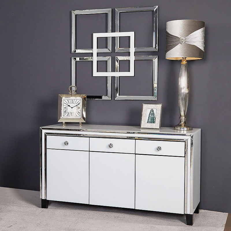 Madison white 3 door mirrored sideboard picture perfect home 2
