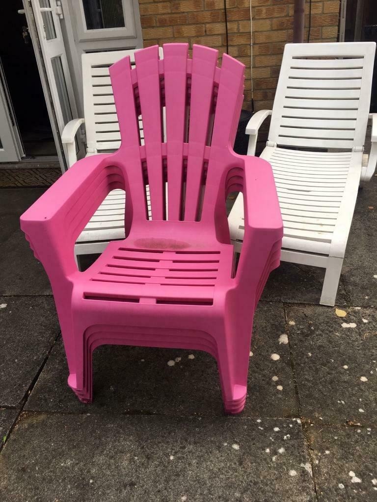 Maryland pink stacking garden chairs x4 in bishops