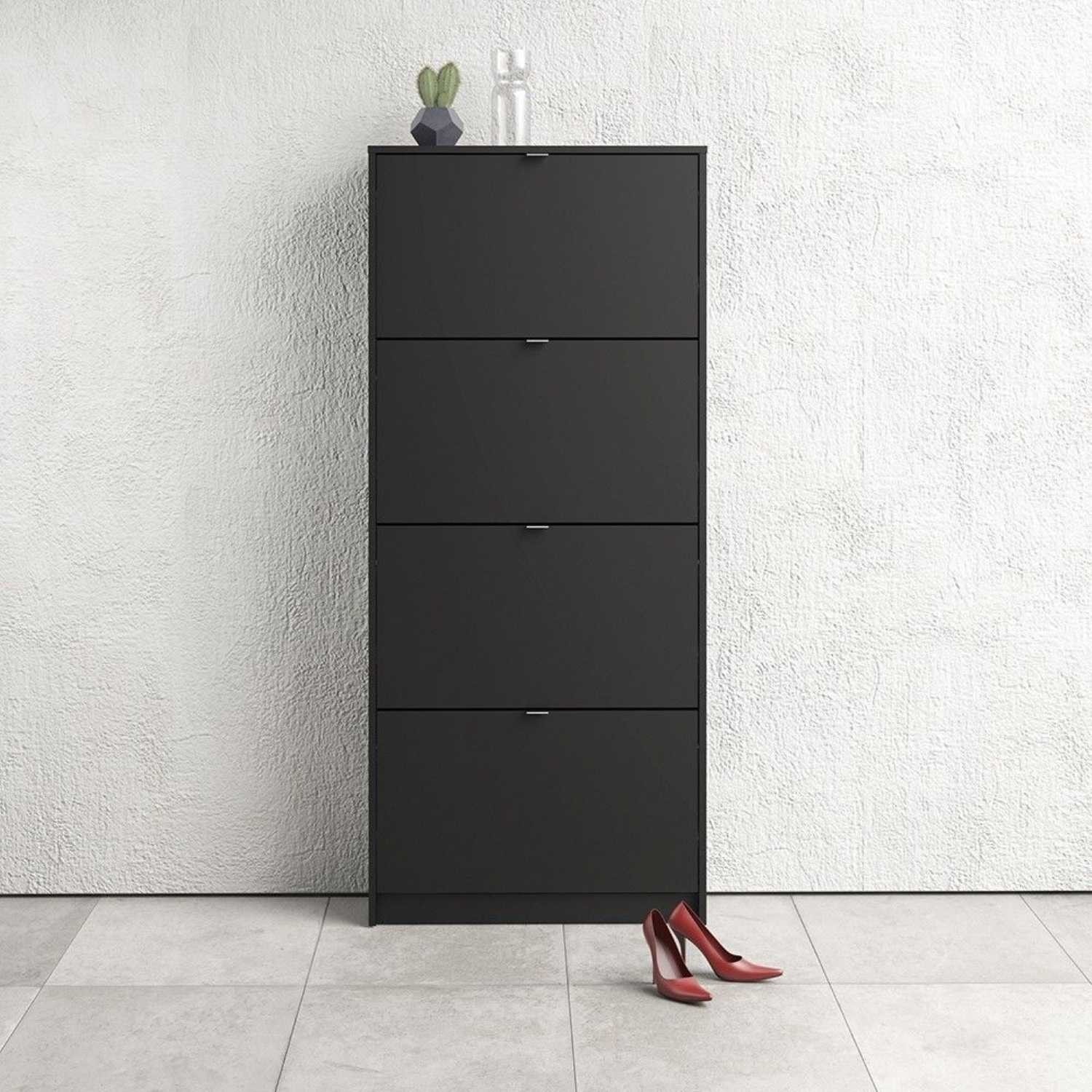 Matt black painted shoe storage cabinet cupboard with 4