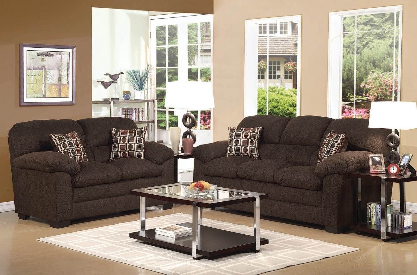 Maxine upholstery mocha chenille living room sets 50405