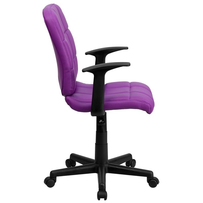 Mid back purple quilted vinyl swivel task office chair