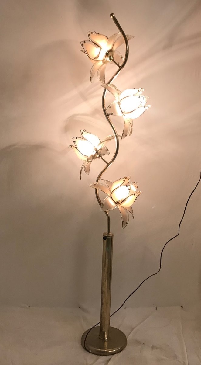 Mid century italian glass flower floor lamp for sale at