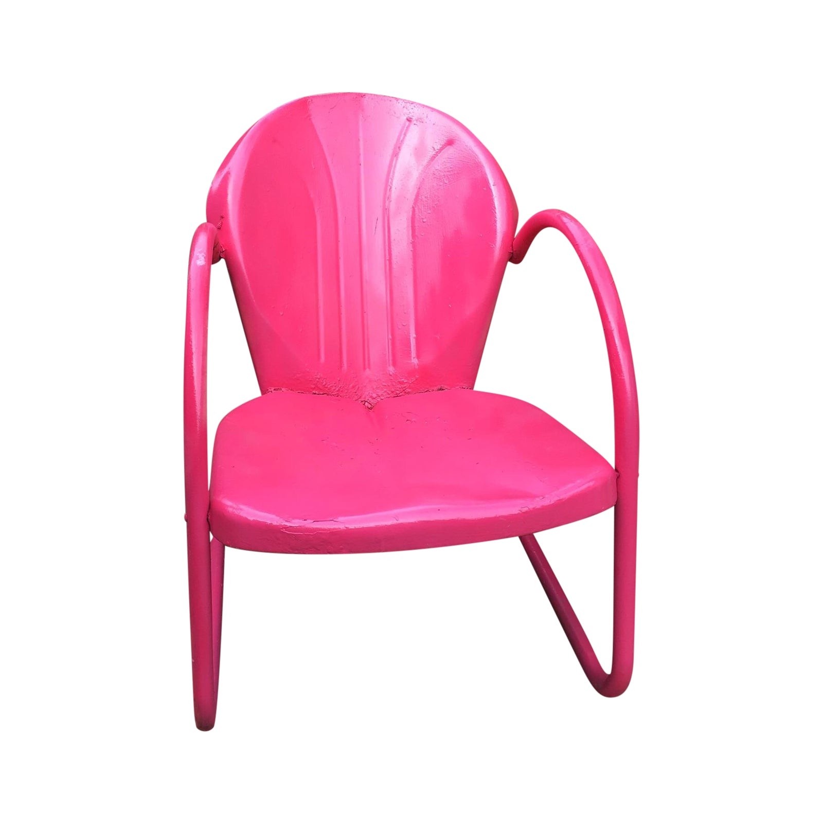 Mid century pink metal patio chair chairish