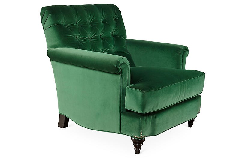 Miles talbott acton tufted club chair emerald green