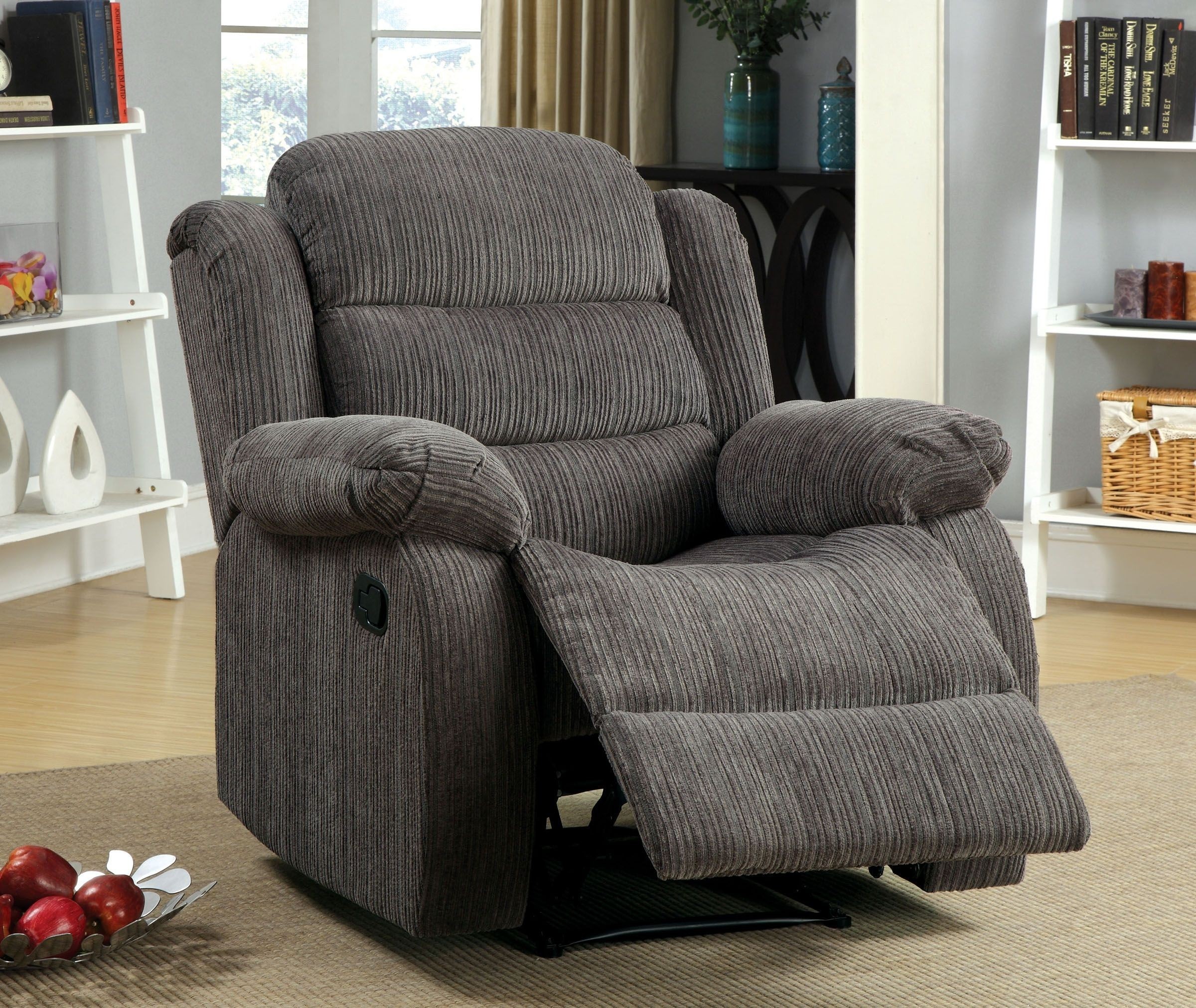 Millville gray chenille reclining living room set