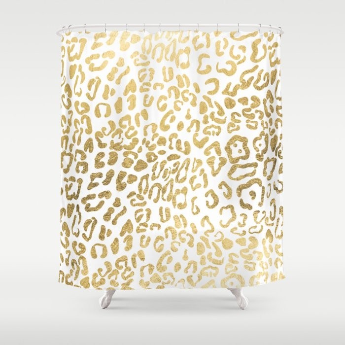Modern hipster girly gold leopard animal print shower