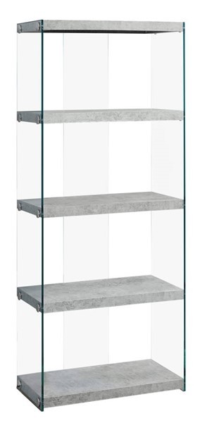 Monarch specialties grey clear glass tall bookcase the