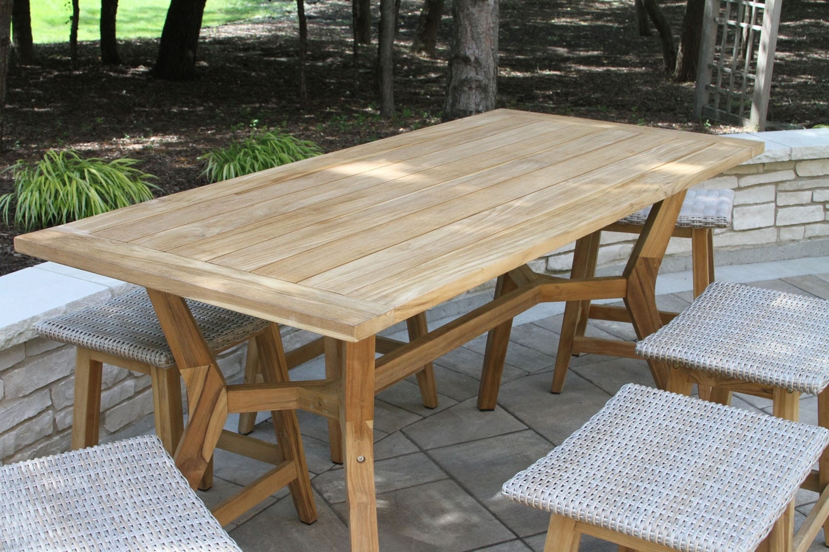 Nautical teak wood counter height outdoor table with all 1