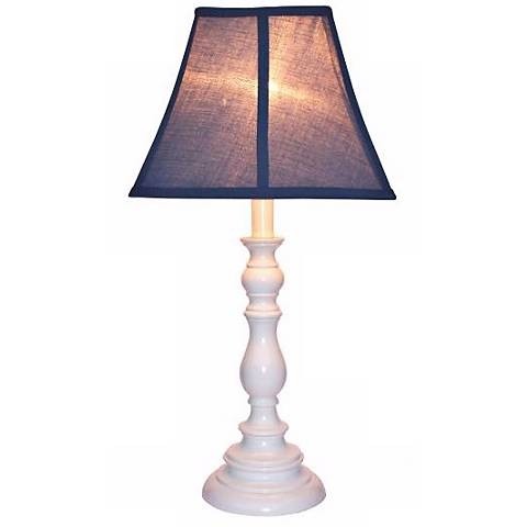 Navy blue shade with white candlestick base table lamp 1