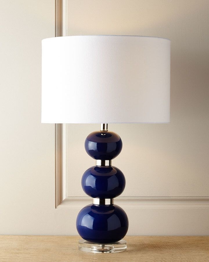 Navy lamp white shade great design table lamp blue