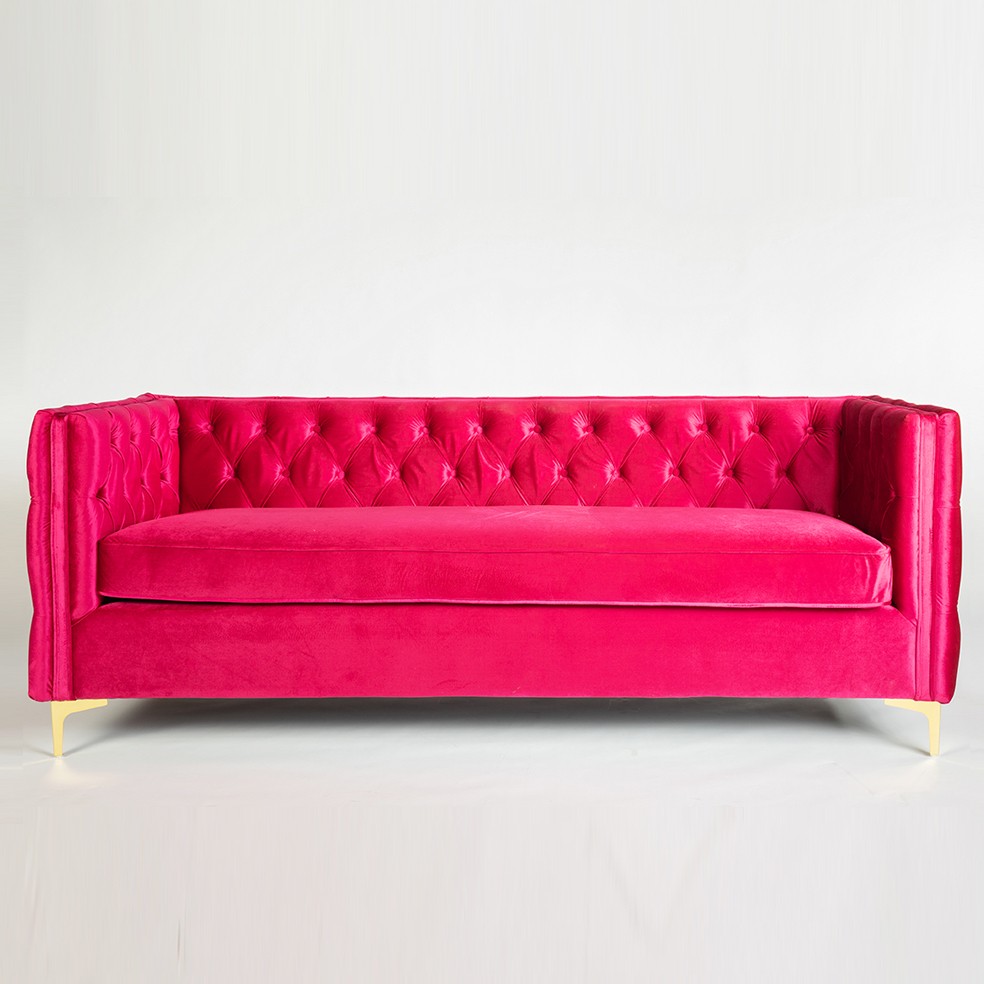 Neiman sofa hot pink tufted velvet bella acento