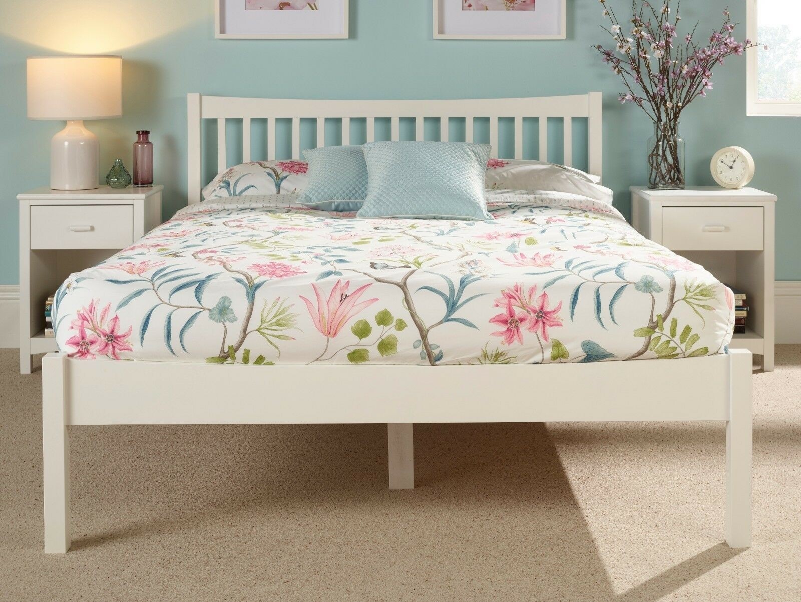 Nexus solid wood bed frame shaker style white slatted 1