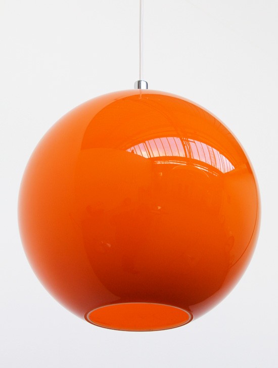 Orange large glass lamp shade globe 30cm 1960s retro ebay