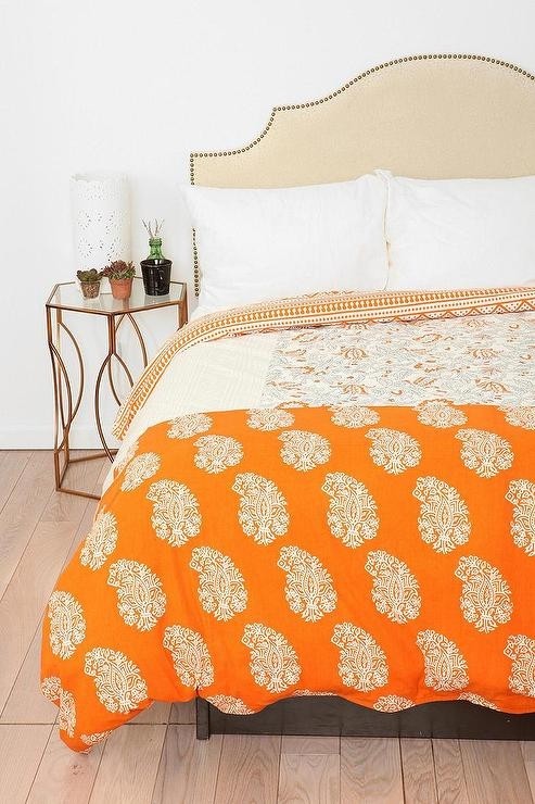 Orange paisley block collage duvet cover
