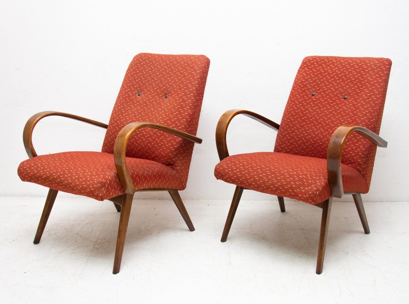 Pair of midcentury bentwood armchairs by jaroslav smidek