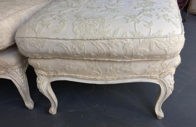 Pair of oversized french country bergeres white wash