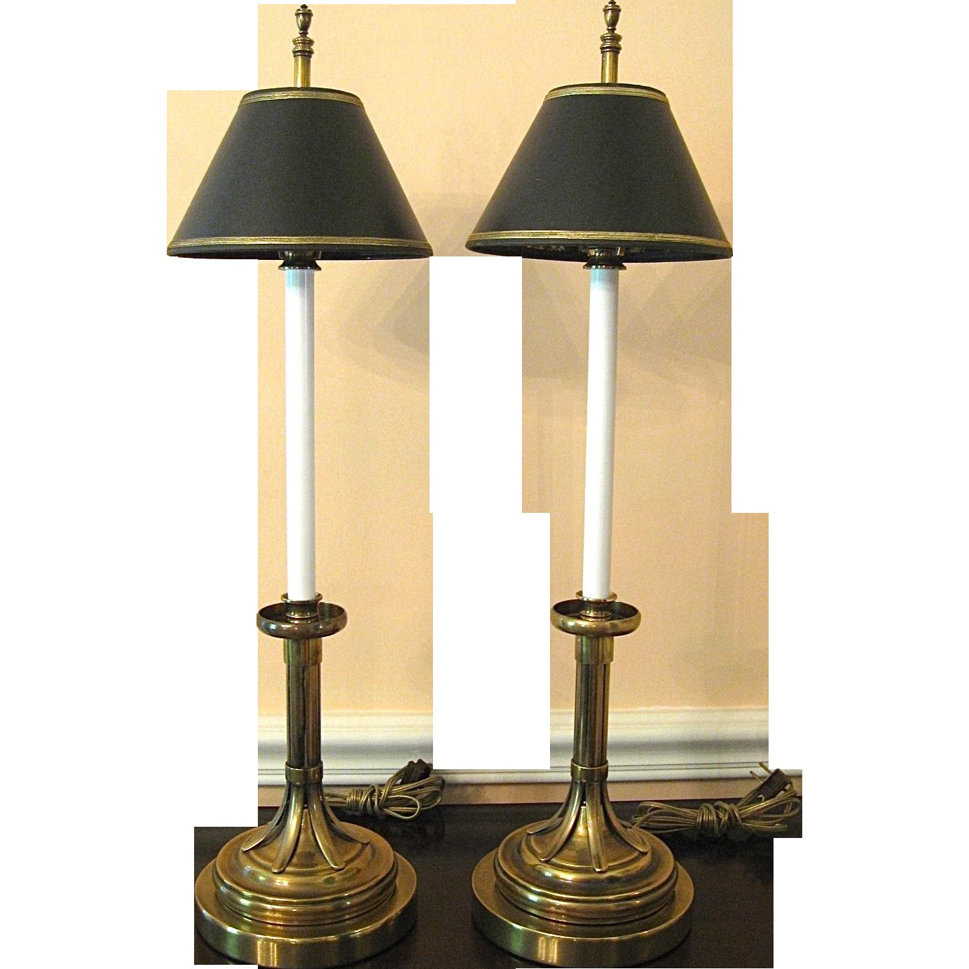 Pair tall buffet or table lamps black shades from 2