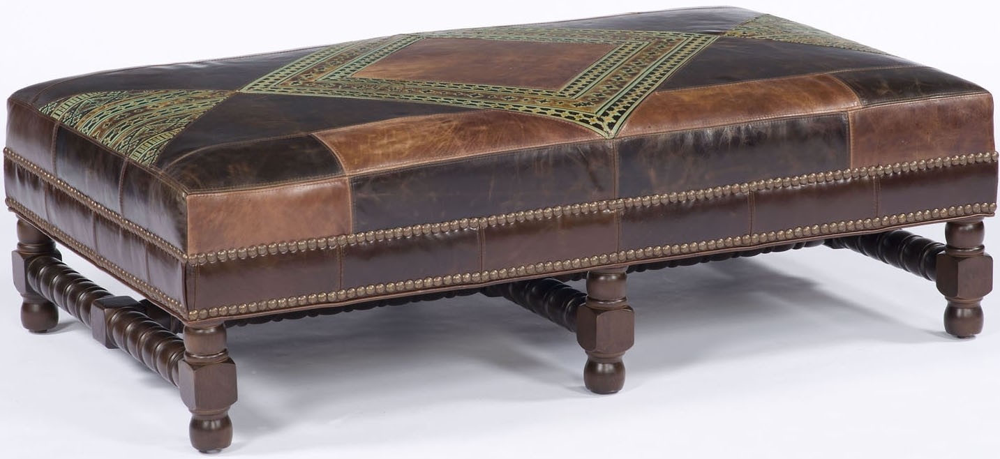 Patchwork leather ottoman