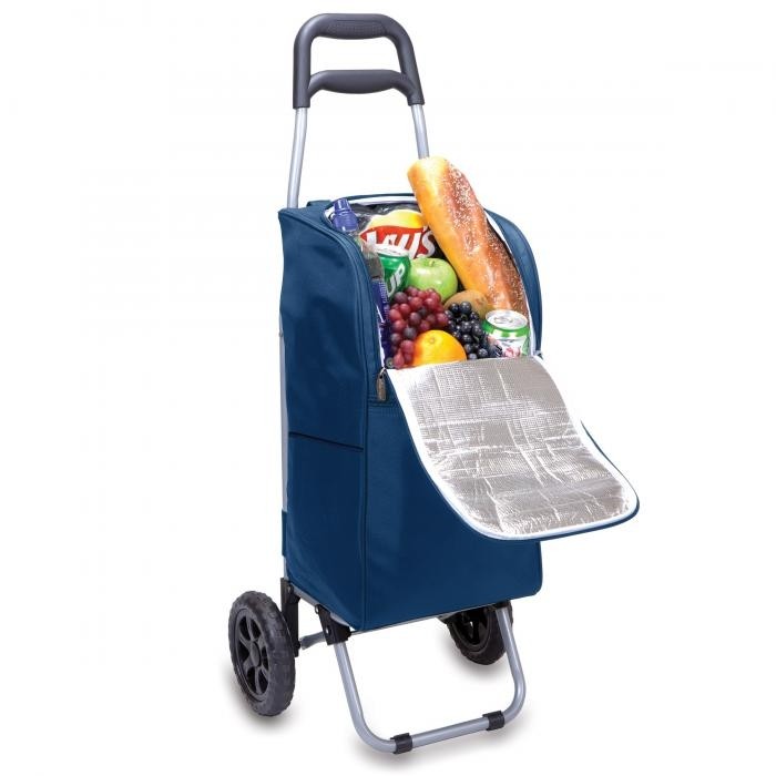 Picnic time cart cooler on wheels with removeable tote navy