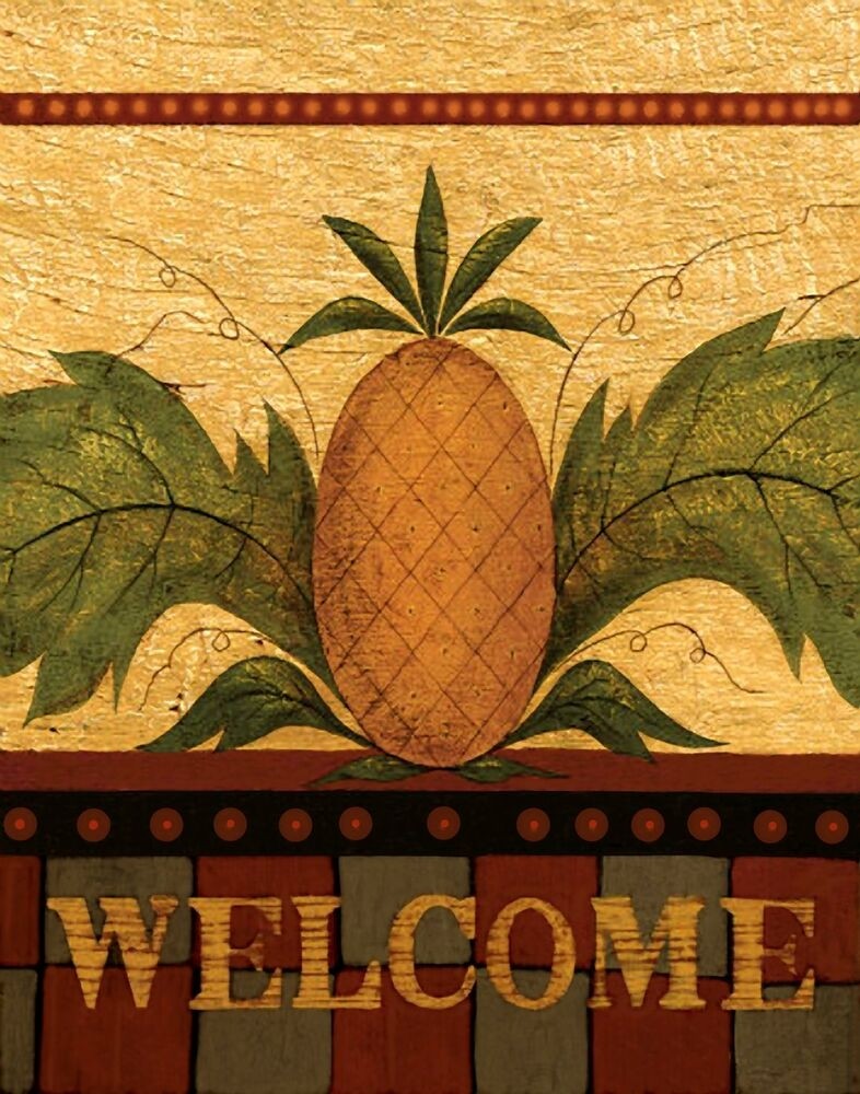 Pineapple welcome sign garden plaque art tile ceramic wall