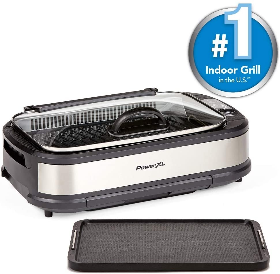 Powerxl smokeless grill stainless steel pro griddle 1