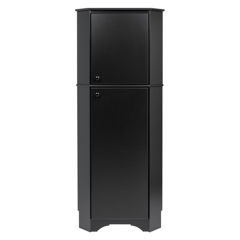 Prepac elite tall 2 door corner storage cabinet in black