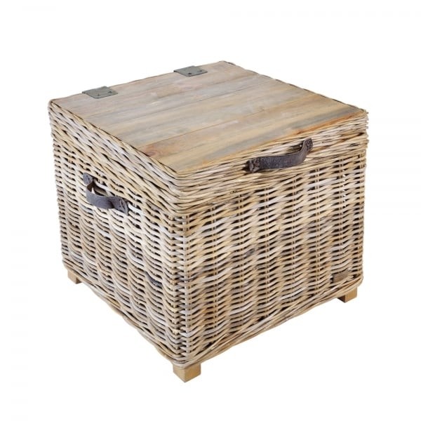 Rattan Coffee Table Trunk with Wooden Top
