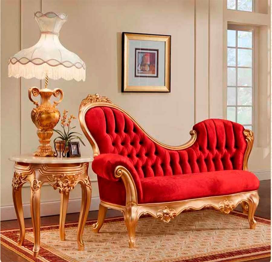 Red velvet chaise lounge 756 provincial