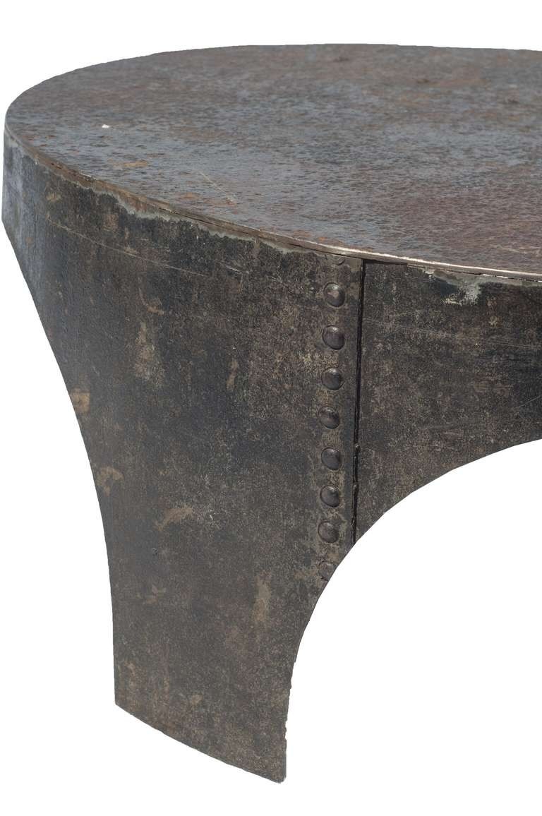 Round industrial style coffee table at 1stdibs 2