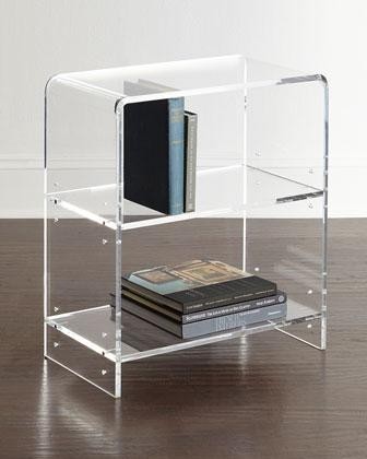 Rounded edges clear acrylic bookcase