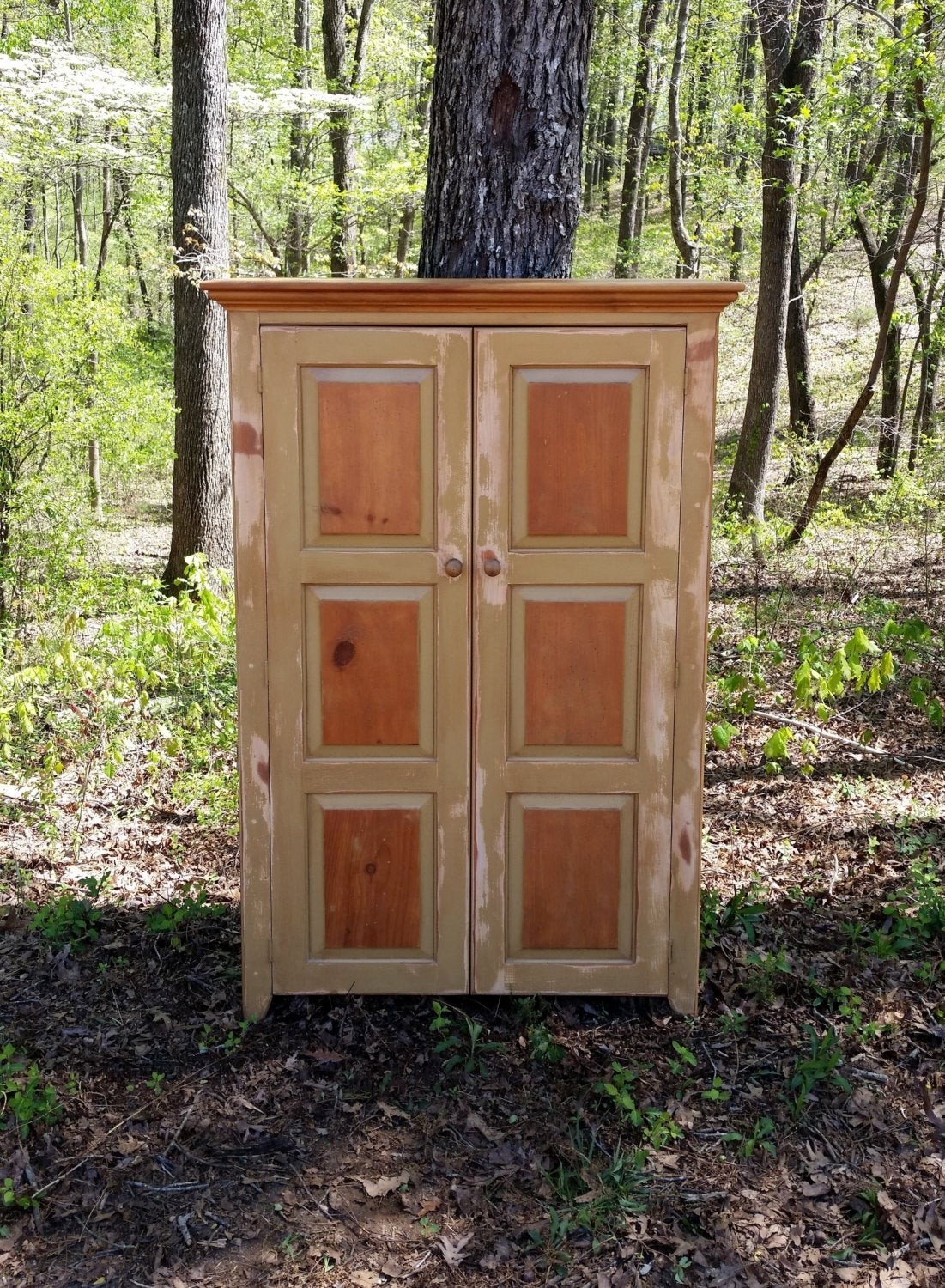 Rustic handcrafted wood linen pantry great cabinet for