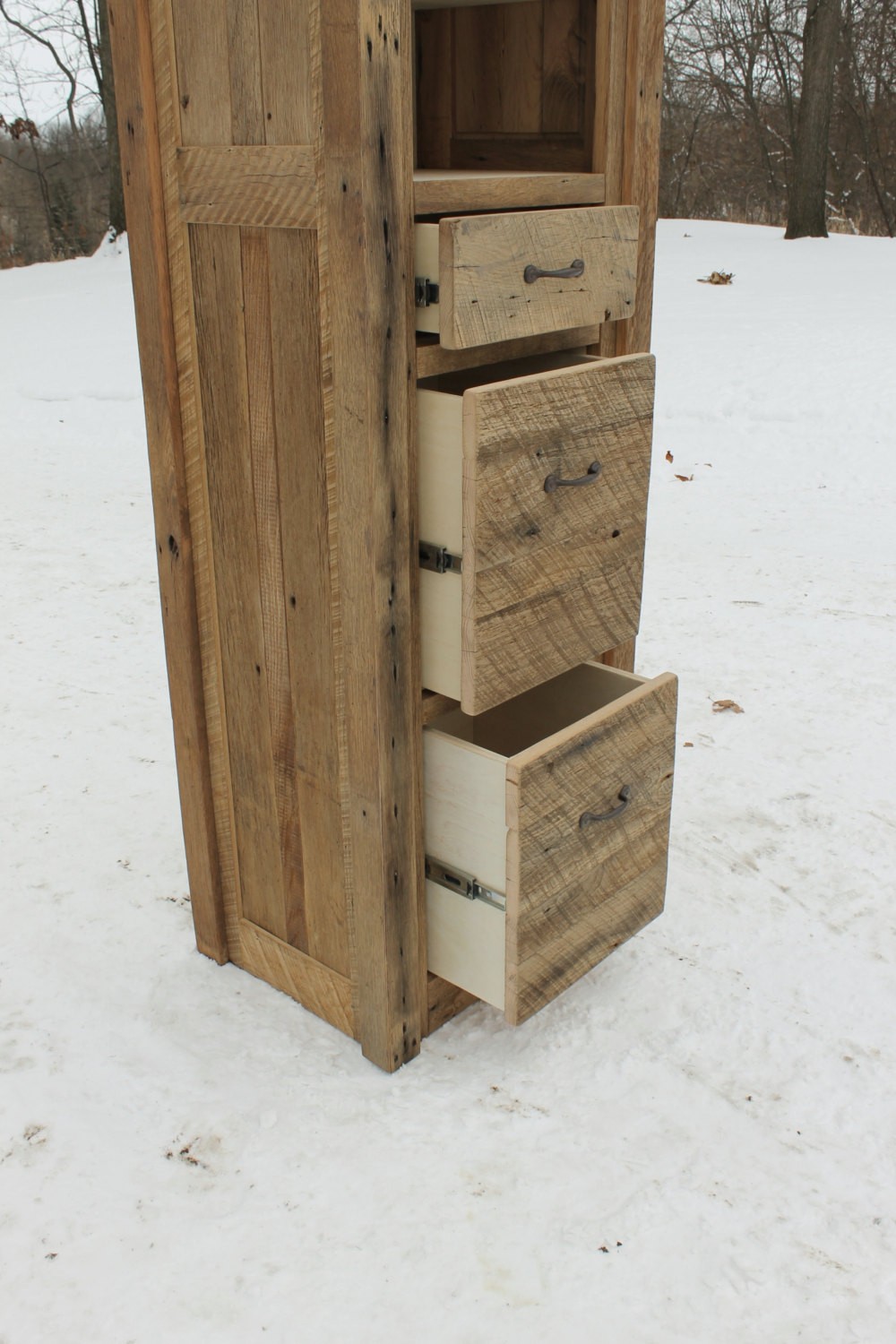 Rustic linen cabinet reclaimed barn wood unfinished 8985 2
