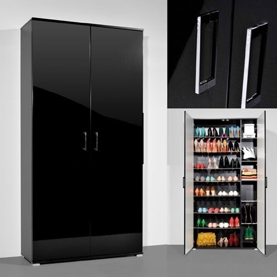 Scarpa shoe cupboard with in black gloss with 2 doors