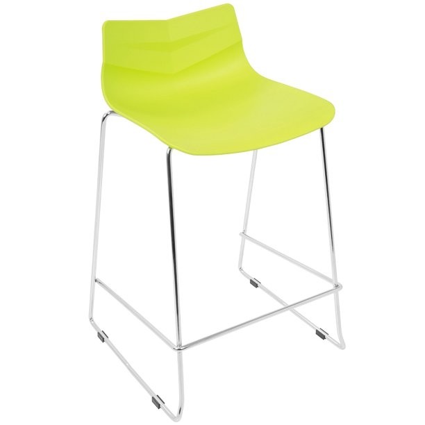 Set of 2 lime green metal indoor counter stools 33