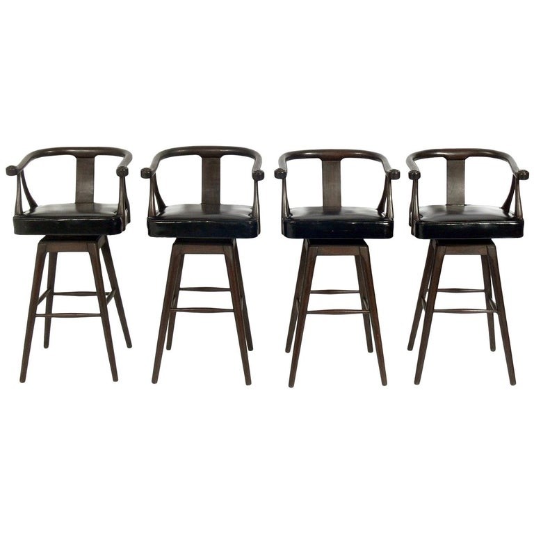 Set of four asian style midcentury bar stools for sale