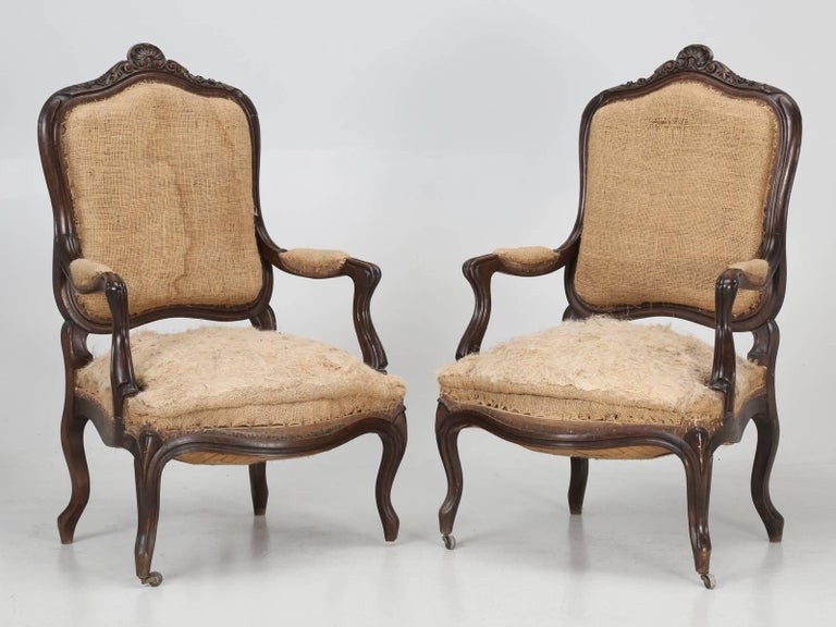 Set of six carved french antique living room or parlor