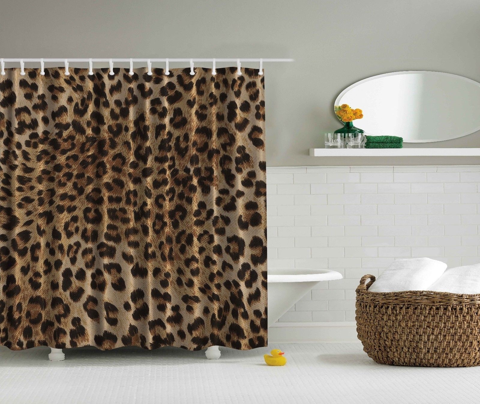 Sexy leopard tiger animal skin print shower curtain extra