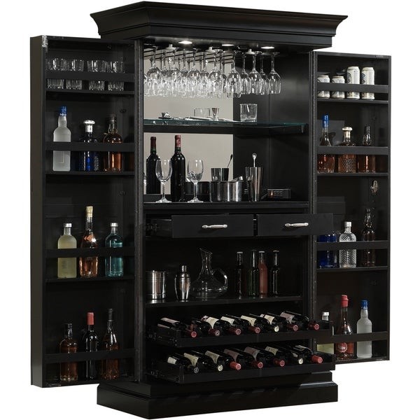 Shop ashley heights black stain home bar wine cabinet on